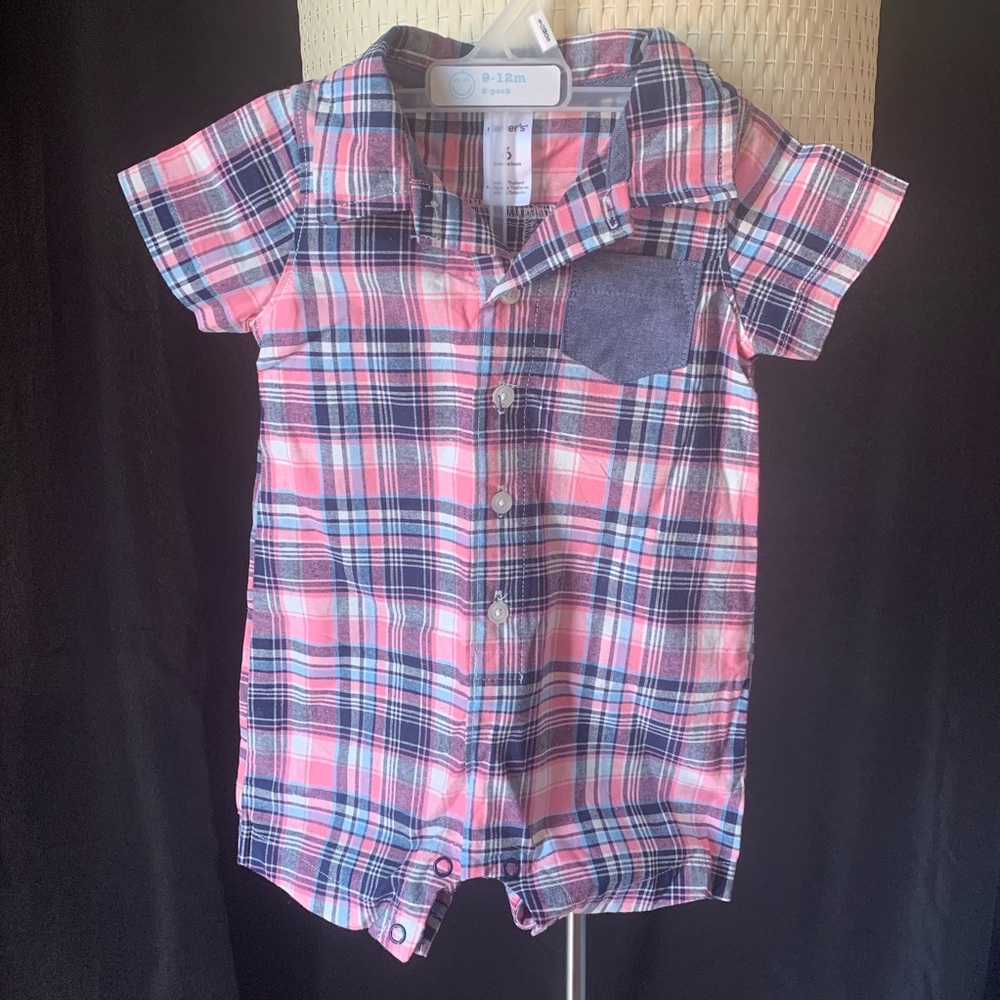 🚨SOLD🚨Tartan ‘gender neutral’ button down onesie
